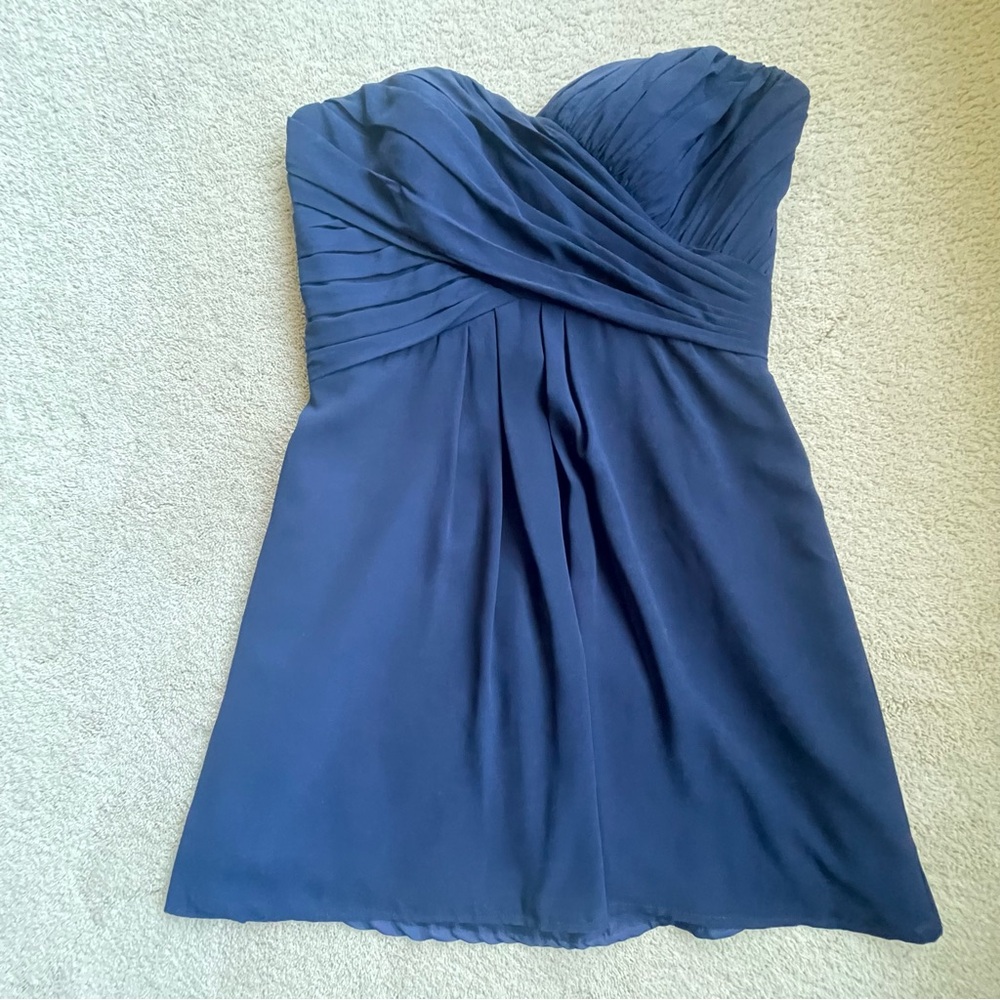 Bill Levkoff Short Dress Women 8 Strapless Mini Navy Blue Prom HoCo Formal Gown